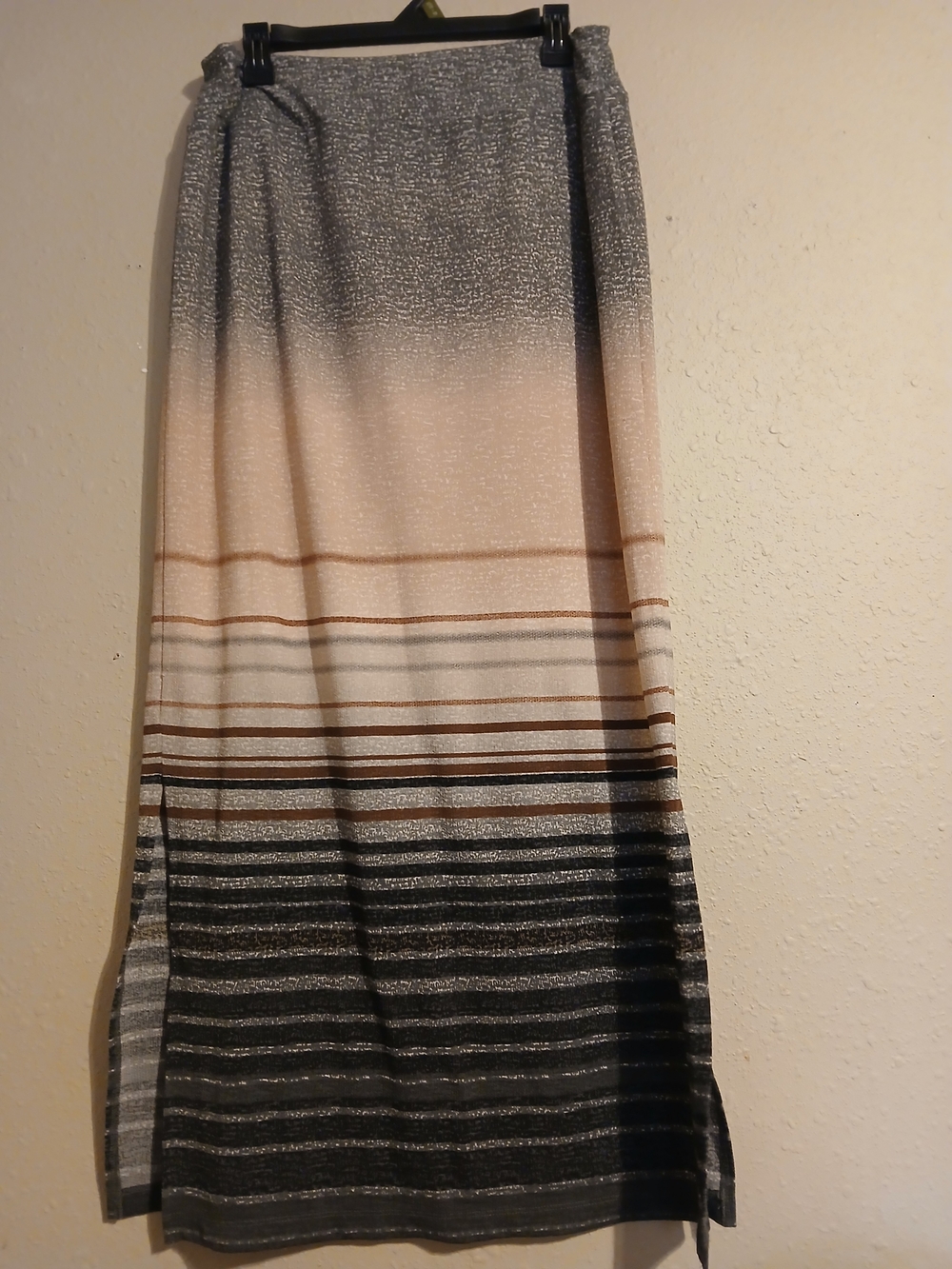 Cato Ombre Striped Maxi Skirt in Gray, Cream & Brown